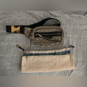 Tory Burch Patterned Belt Bag with Gold Accents